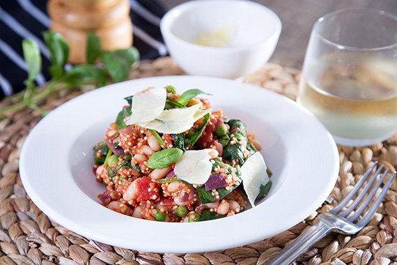 Quinoa & Cannellini Bean Crock Pot with Parmesan & Basil