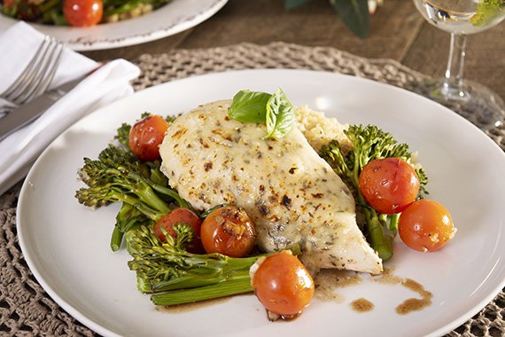 Mozzarella, Tomato & Balsamic Chicken, Broccolini & Quinoa