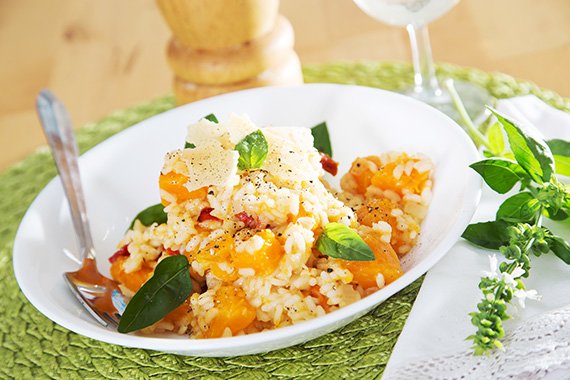 Pumpkin & Sun Dried Tomato Risotto with Basil & Parmesan