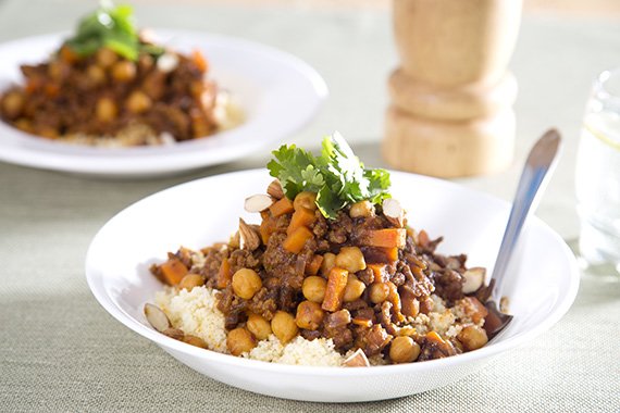 Moroccan Beef Tagine with Ras el Hanout over Fluffy Couscous