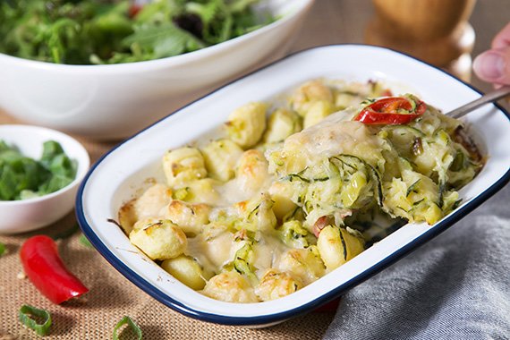 Oven Baked Fresh Gnocchi with Mascarpone & Mixed Side Salad