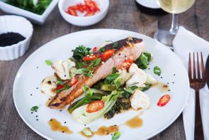 Seared Salmon with Ponzu & Ginger Stir Fried Vegetables