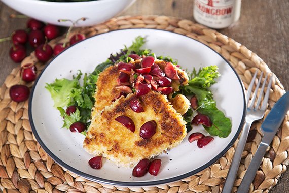 Crumbed Pork Tonkatsu with a Simple Ponzu Cherry Salad