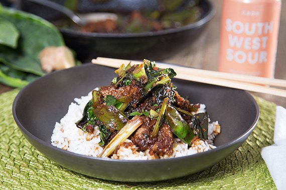 Mongolian Beef with Greens & Rice