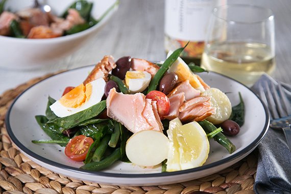 Salmon Nicoise Salad with Lemon & Shallot Vinaigrette