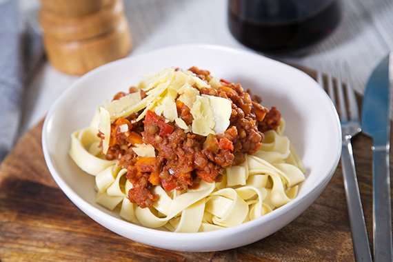 Vegetarian Bolognese with  Lentils with & Shaved Parmesan