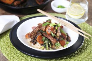 Cantonese Beef Stir Fry with Mushrooms & Brown Rice