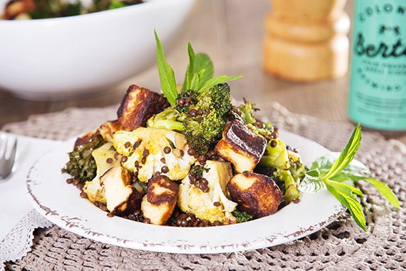 Roast Broccoli & Cauliflower, Haloumi, Lentils & Ras El Hanout