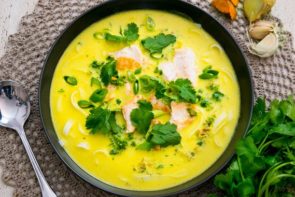 Coconut Chicken Soup with Fresh Turmeric Inspired by Jo Whitton from Quirky Cooking