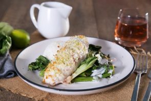 Coconut & Lime Baked Fish with Fluffy Rice & Asian Greens