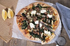 Free Range Pork Sausage & Crispy Chard Pizza with Chili & Rosemary