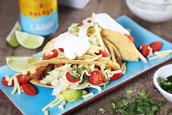 Beef Tacos with Fresh Jalapeno, Lime Yoghurt & Cherry Tomatoes