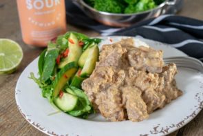 Coconut Satay Beef with Fluffy Rice, Broccoli & Cucumber Salad