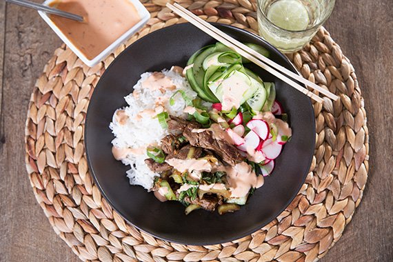 Korean Beef Bowl with Gochujang Mayo, Radish & Cucumber – You Plate It ...