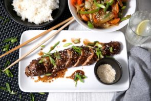 Sweet and Sour Pork with Jasmine Rice and Stir Fried Capsicums