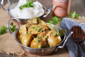 Potato & Pea Coconut Red Curry with Rice & Coriander
