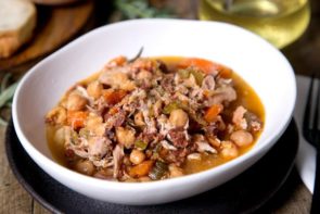 SLOW COOKED Chicken, Chorizo & Chickpea Cassoulet with Ciabatta