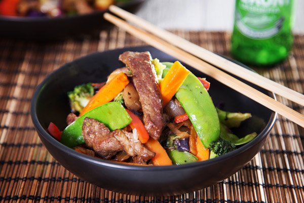 Porterhouse Steak & Vegetable Stirfry with Ginger, Garlic & Soy