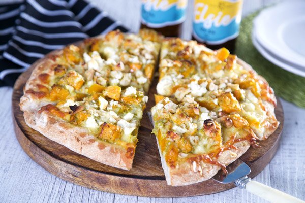 Smashing Pumpkin Pizza with Fetta Cheese Inspired by The Golden Greek, Theo Kalogeracos