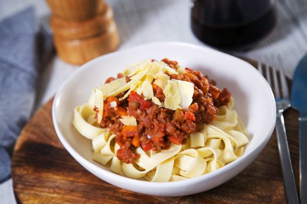 Vegetarian Bolognese with Lentils & Shaved Parmesan