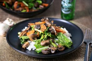 Miso, Mushroom & Sesame Stir Fry with Kai Lan & Sweet Soy