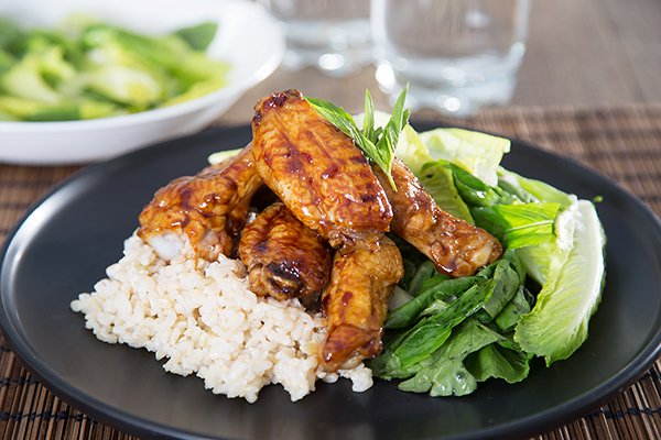Japanese BBQ Chicken Wings with Crispy Spring Salad