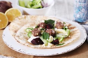 Lamb and Fetta Meatball Pitas with Roasted Beets, Inspired by Donna Hay