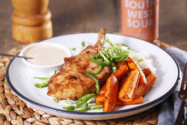 Spicy Pork Chops & Carrot with Rice & Pickled Chilli