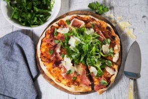 Prosciutto & Parmesan Pizza with Rocket & Balsamic