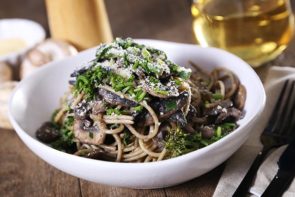 Miso Mushroom Spaghetti Broccolini & Parmesan