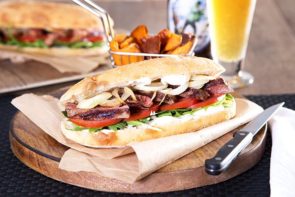 Steak Sandwiches with Sweet Potato Wedges & Seriously Good Garlic Aioli