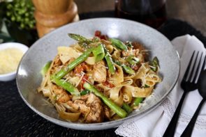 Cajun Inspired Chicken Alfredo with Sundried Tomatoes & Pasta
