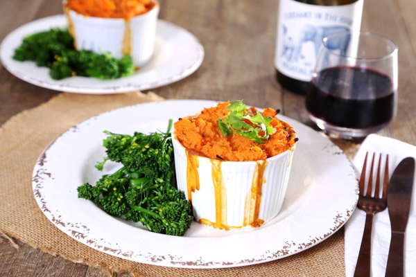 Indian Style Sweet Potato & Dahl Pie with Broccolini