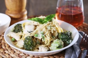 Creamy Lemon Chicken Pasta with Broccoli, Peas & Parmesan