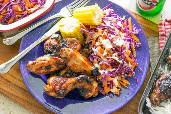 Sweet and Sticky Wings, with Ready to Go Slaw & Buttered Corn