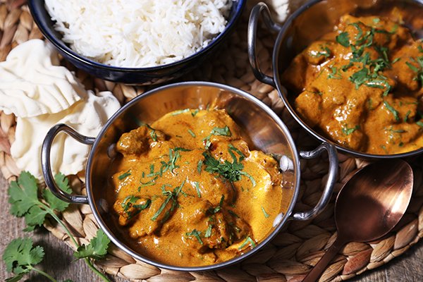 Butter Chicken in Under 30 Minutes with Pappadums and Steamed Rice
