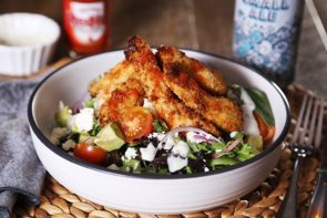 Crunchy Buffalo Chicken Salad With Avocado, Hot Sauce & Ranch Dressing