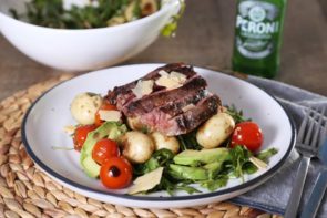 Porterhouse Steak with Rocket, Blistered Tomatoes & Potato Salad with Avocado