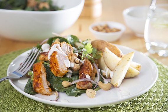 Tandoori Chicken Salad with Low Carb Potato Wedges