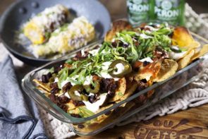 Smokin' Beef and Jalapeno Nachos with Black Beans and Grilled Corn