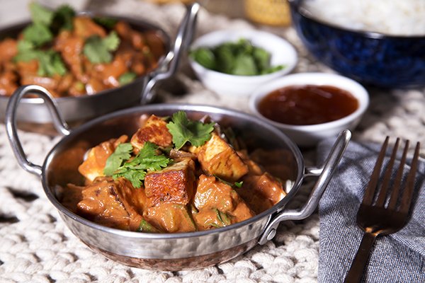 Creamy Potato and Ricotta Masala with Mango Chutney and Steamed Rice