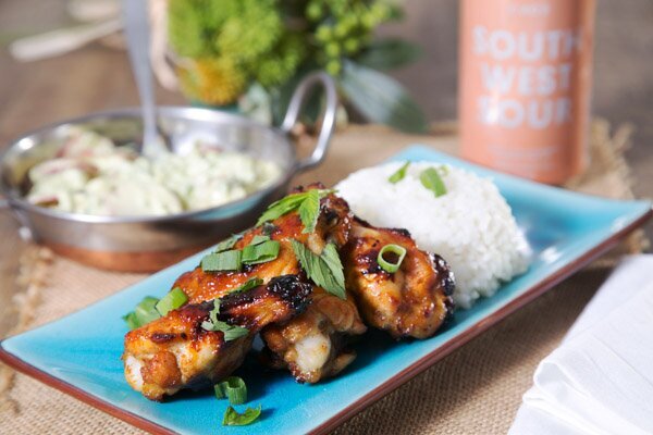 Tandoori Chicken Wings with Mango Chutney and Cucumber Radish Salsa