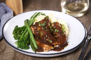 Chicken Tenderloins with Sour Cream Mash, Greens and Rich Gravy