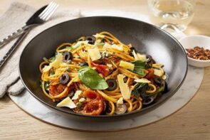 Pasta Alla Puttanesca with Capers and Black Olives