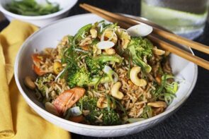 Sweet & Spicy Kimchi Fried Rice with Cashews