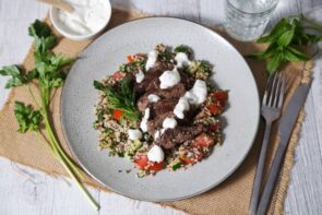 Za'atar Beef & Quinoa Salad with Tzatziki