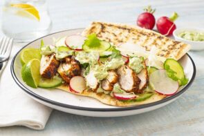 Blackened Chicken with Coriander Lime Sauce and Naan