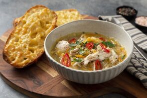 Speedy Chicken and Veggie Soup with Cheese Toasties