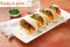 5 Minute Hoisin Pork Bao Cucumber and Spring onion