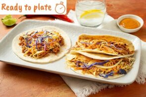 5 Minute BBQ Pulled Pork Tacos with Chipotle Coleslaw